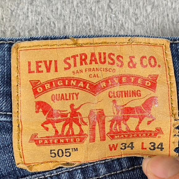 Levi's 505 Regular Straight FIt Jeans Men's 34x34 Medium Wash Causal - Picture 10 of 10